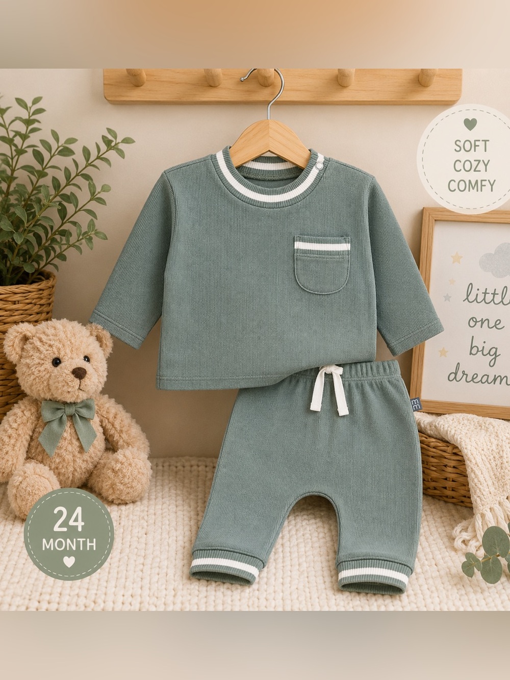 Gerber Sage Green Two-Piece Knit Pajama Set